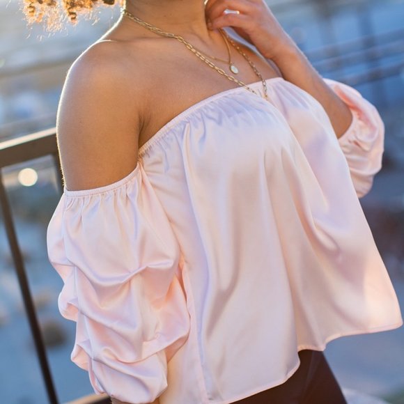 Rosé Babe Satin Pink Top - Picture 5 of 11